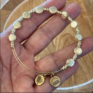 ALEX AND ANI COIN METAL BEADED BANGLE charm bracelet goldtone